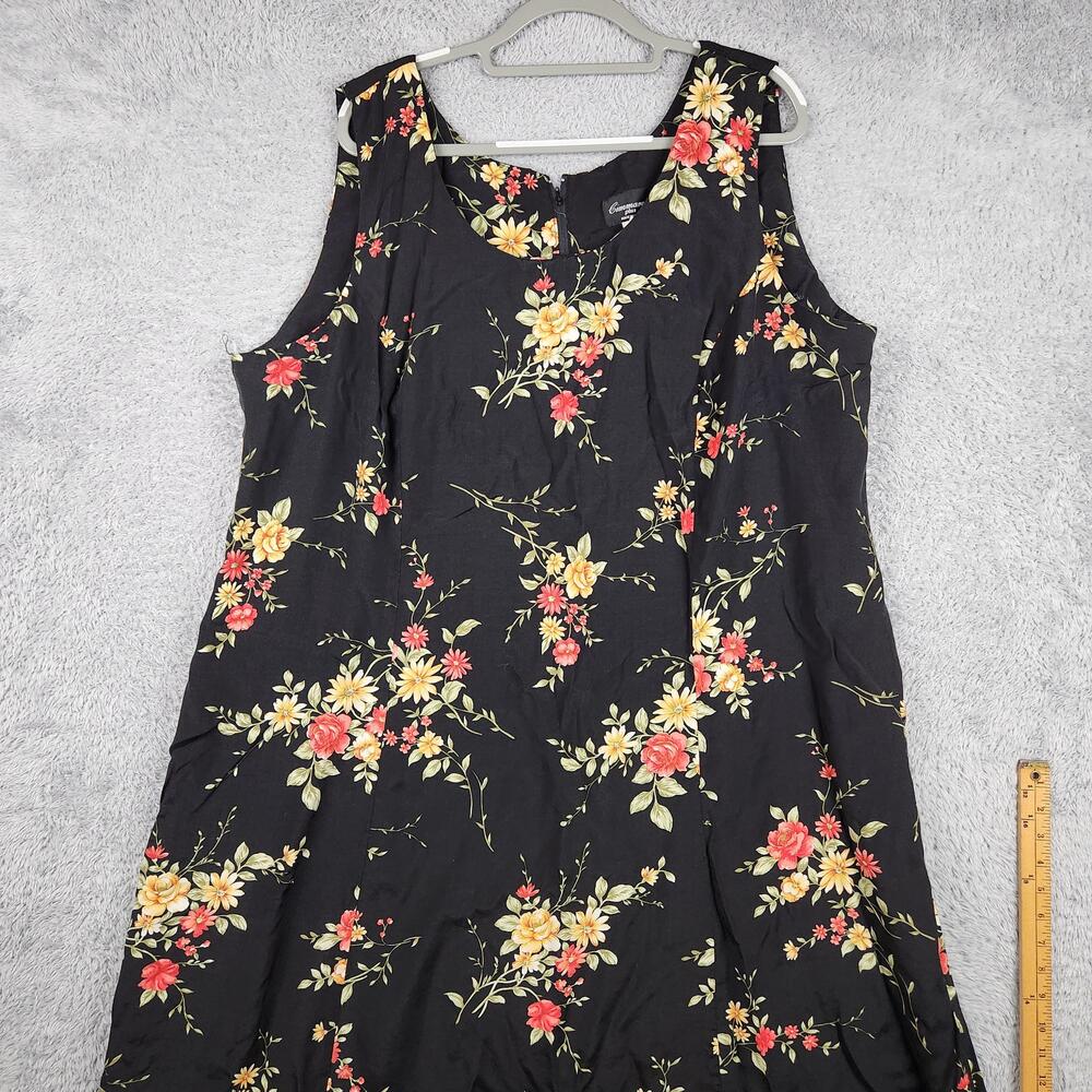 Cimmaron Plus Dress Womens 3X Black Floral Sleeveless Sundress Boho Made USA